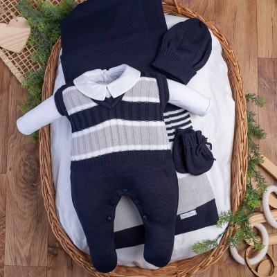 Saída de Maternidade Erick - Azul Marinho e Cinza